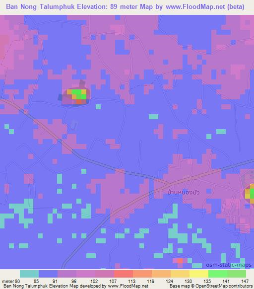 Ban Nong Talumphuk,Thailand Elevation Map