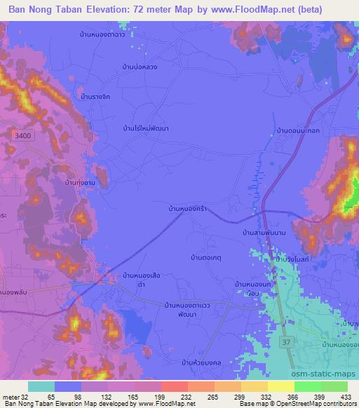 Ban Nong Taban,Thailand Elevation Map