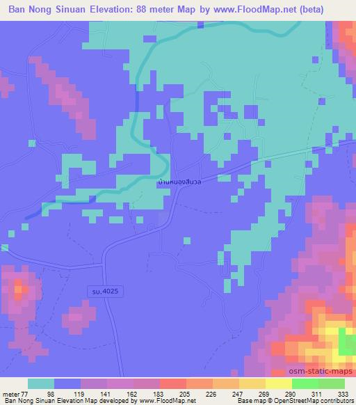 Ban Nong Sinuan,Thailand Elevation Map