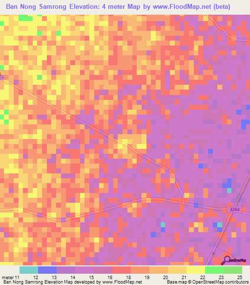 Ban Nong Samrong,Thailand Elevation Map
