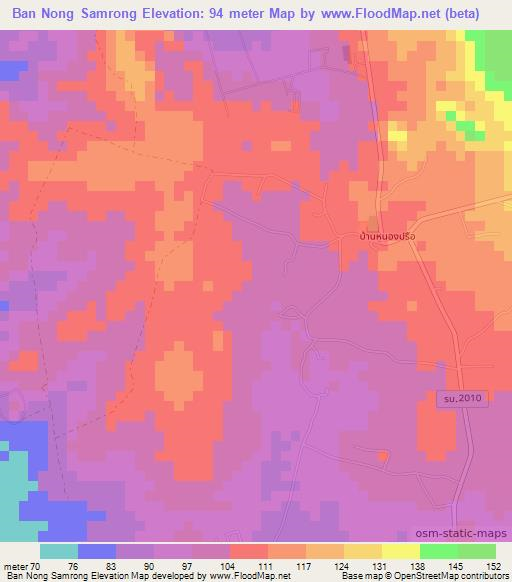 Ban Nong Samrong,Thailand Elevation Map