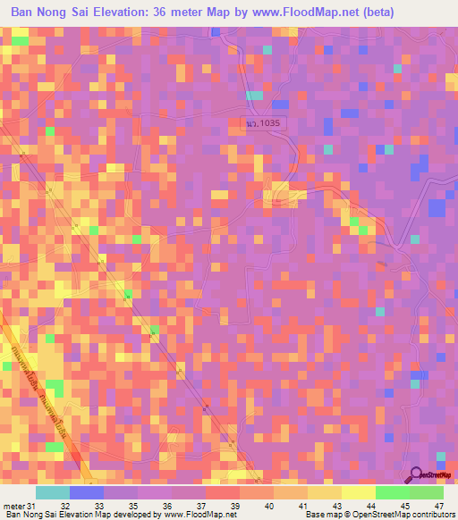 Ban Nong Sai,Thailand Elevation Map