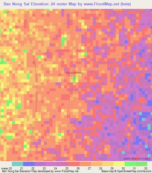 Ban Nong Sai,Thailand Elevation Map