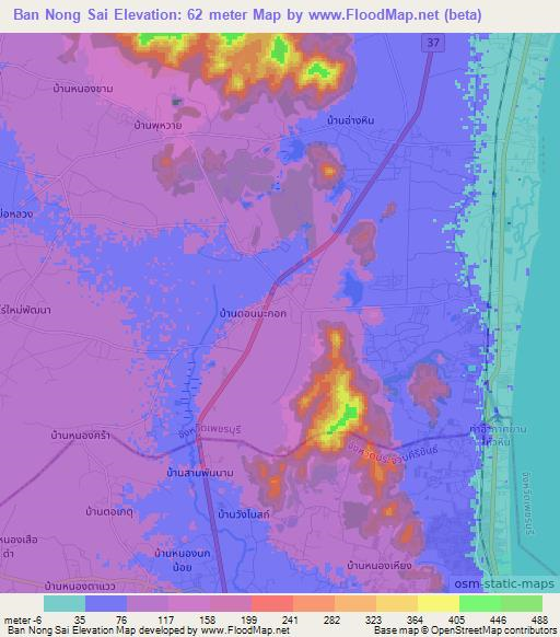 Ban Nong Sai,Thailand Elevation Map