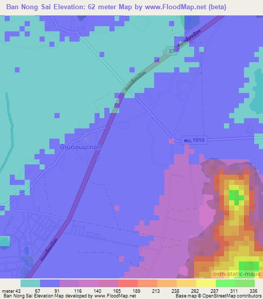 Ban Nong Sai,Thailand Elevation Map