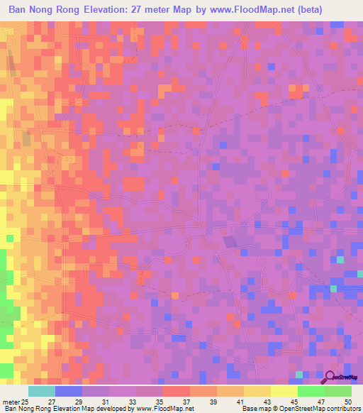 Ban Nong Rong,Thailand Elevation Map