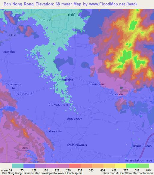 Ban Nong Rong,Thailand Elevation Map