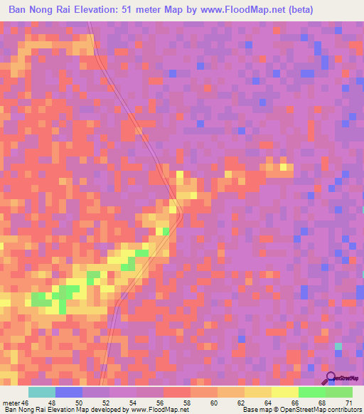 Ban Nong Rai,Thailand Elevation Map