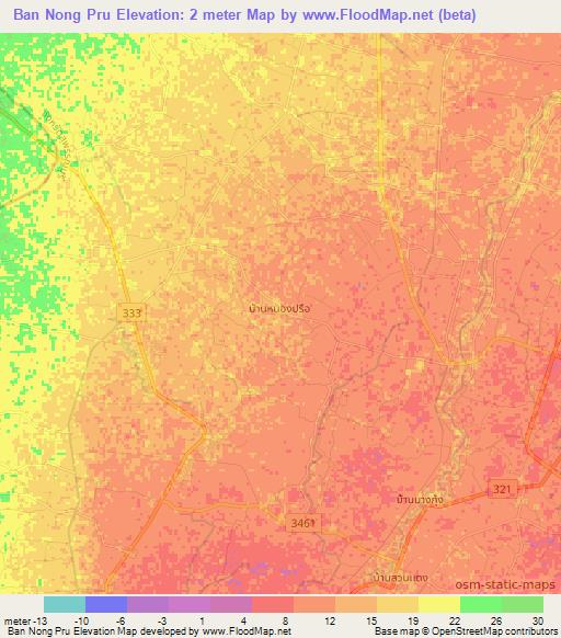 Ban Nong Pru,Thailand Elevation Map