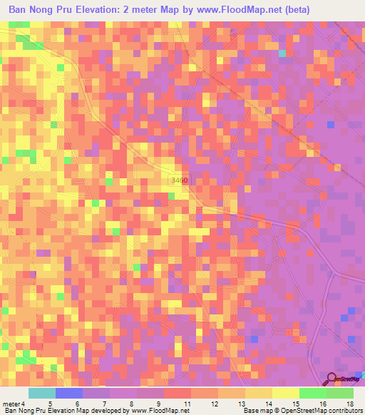Ban Nong Pru,Thailand Elevation Map