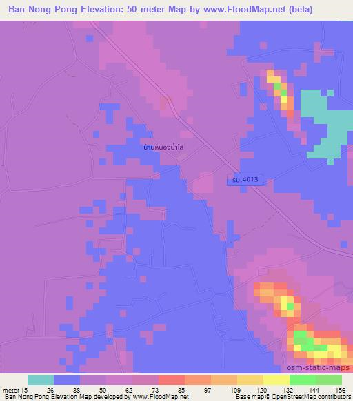 Ban Nong Pong,Thailand Elevation Map