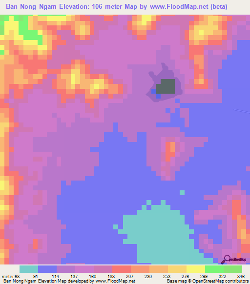 Ban Nong Ngam,Thailand Elevation Map