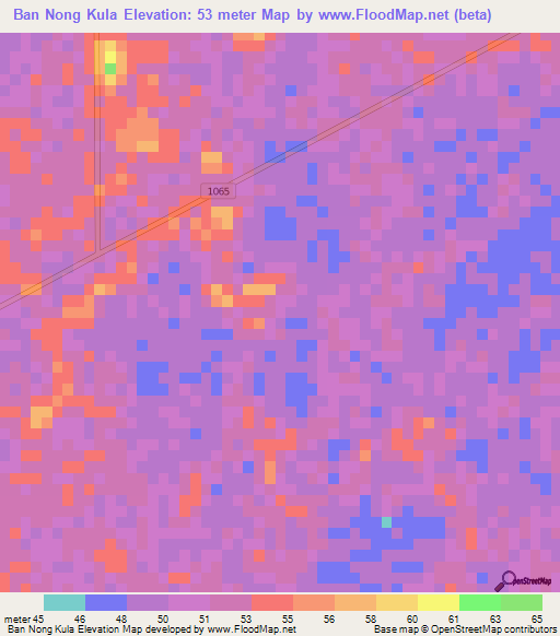 Ban Nong Kula,Thailand Elevation Map