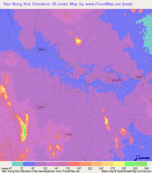 Ban Nong Kok,Thailand Elevation Map