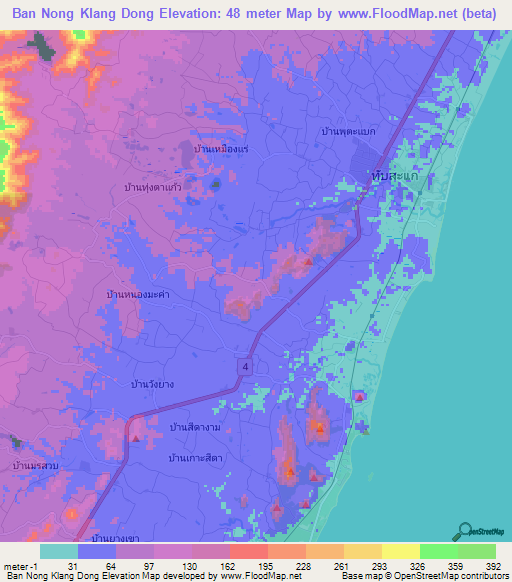 Ban Nong Klang Dong,Thailand Elevation Map