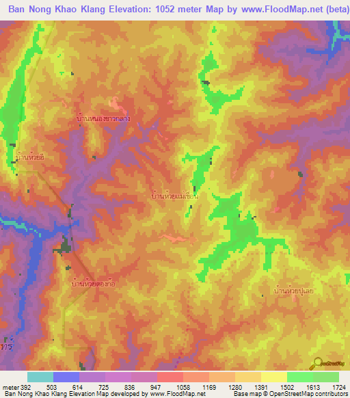 Ban Nong Khao Klang,Thailand Elevation Map