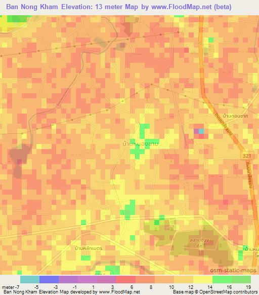 Ban Nong Kham,Thailand Elevation Map
