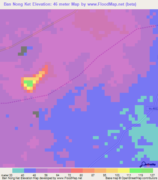 Ban Nong Ket,Thailand Elevation Map