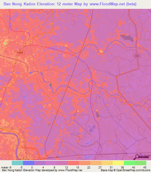 Ban Nong Kadon,Thailand Elevation Map