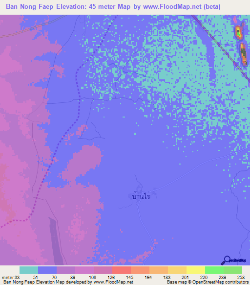 Ban Nong Faep,Thailand Elevation Map