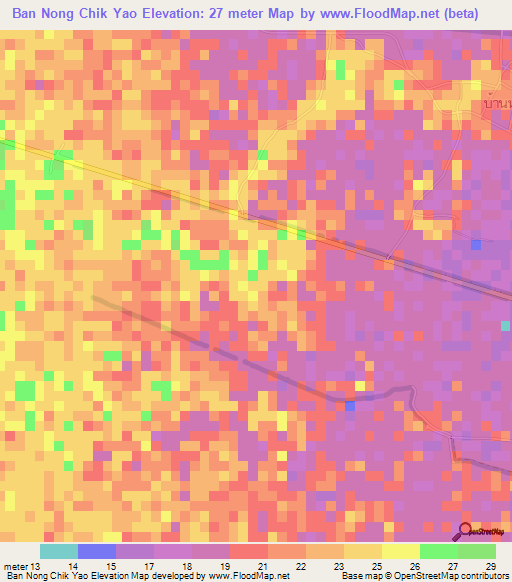 Ban Nong Chik Yao,Thailand Elevation Map