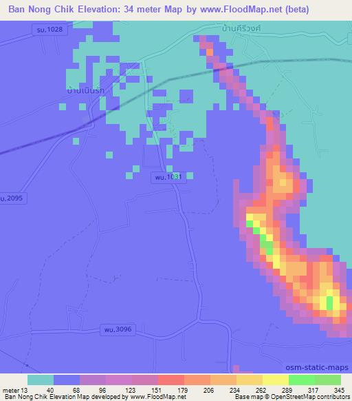 Ban Nong Chik,Thailand Elevation Map