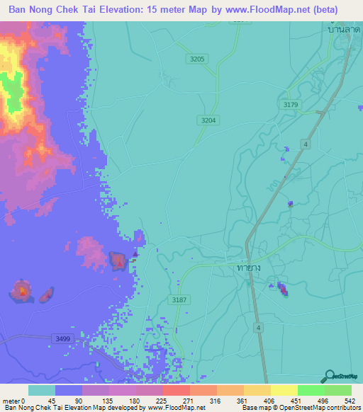 Ban Nong Chek Tai,Thailand Elevation Map