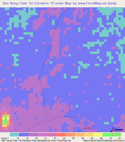 Ban Nong Chek Tai,Thailand Elevation Map