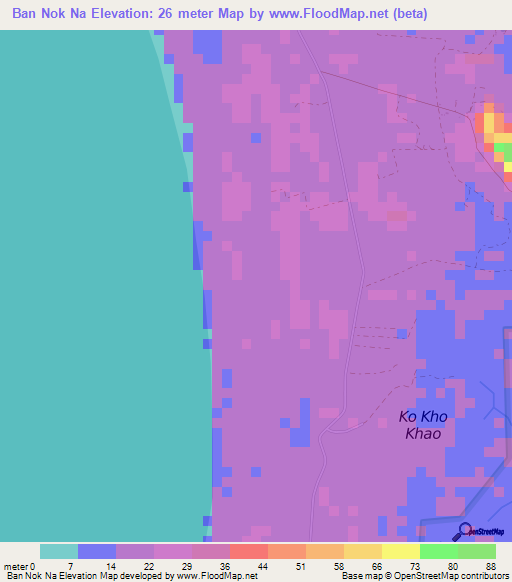 Ban Nok Na,Thailand Elevation Map