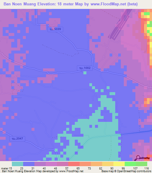 Ban Noen Muang,Thailand Elevation Map