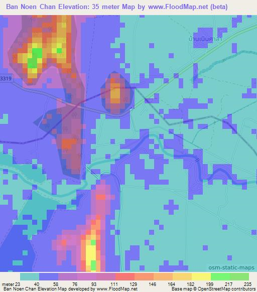 Ban Noen Chan,Thailand Elevation Map