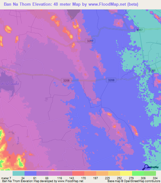 Ban Na Thom,Thailand Elevation Map