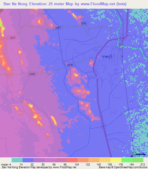 Ban Na Nong,Thailand Elevation Map