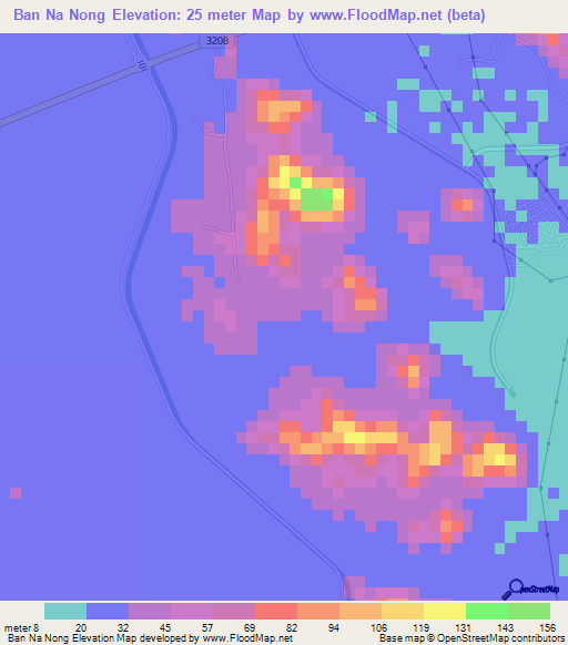 Ban Na Nong,Thailand Elevation Map