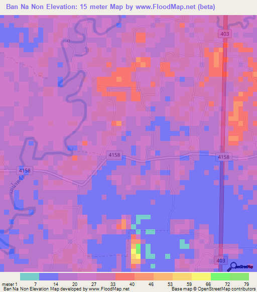 Ban Na Non,Thailand Elevation Map