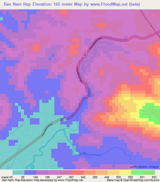 Ban Nam Rap,Thailand Elevation Map