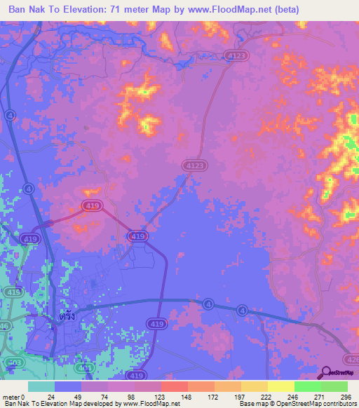 Ban Nak To,Thailand Elevation Map
