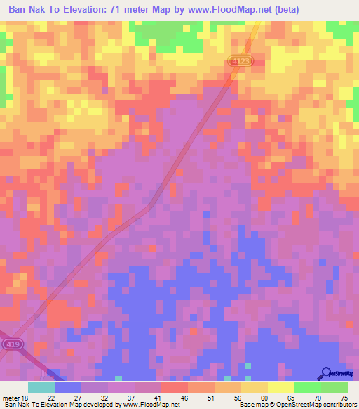 Ban Nak To,Thailand Elevation Map