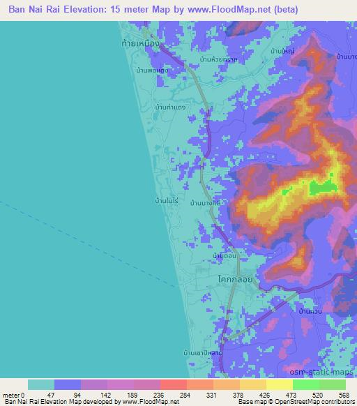 Ban Nai Rai,Thailand Elevation Map