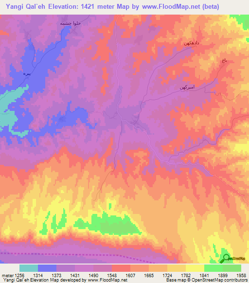 Yangi Qal`eh,Iran Elevation Map