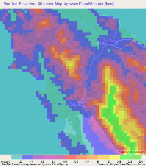 Ban Nai,Thailand Elevation Map