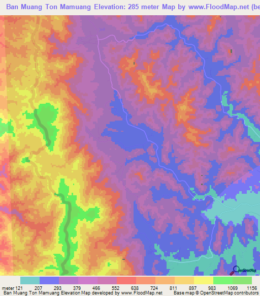 Ban Muang Ton Mamuang,Thailand Elevation Map