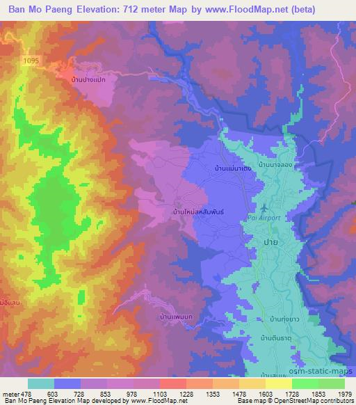 Ban Mo Paeng,Thailand Elevation Map