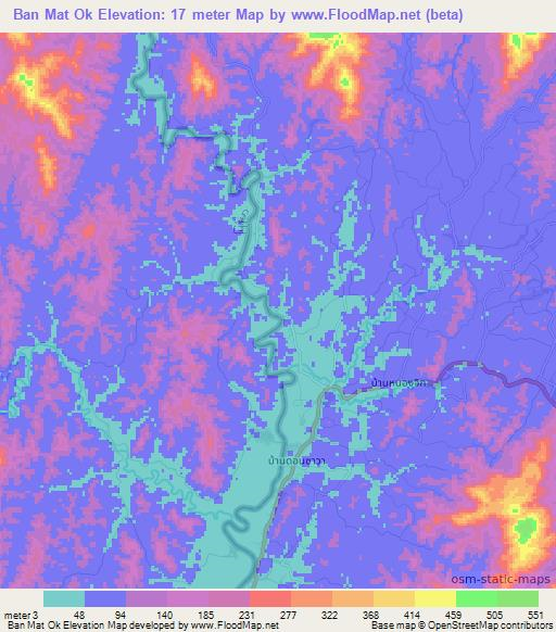 Ban Mat Ok,Thailand Elevation Map