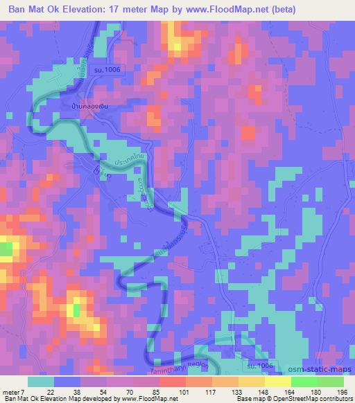 Ban Mat Ok,Thailand Elevation Map