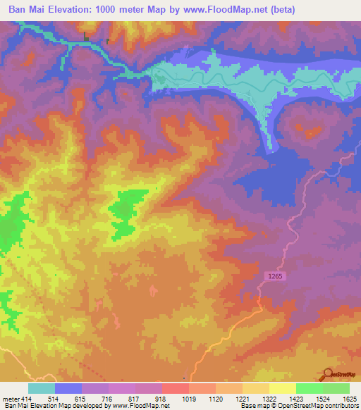 Ban Mai,Thailand Elevation Map