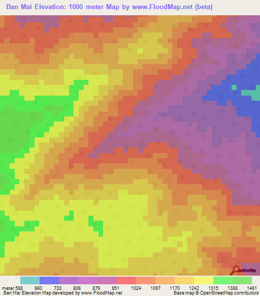 Ban Mai,Thailand Elevation Map