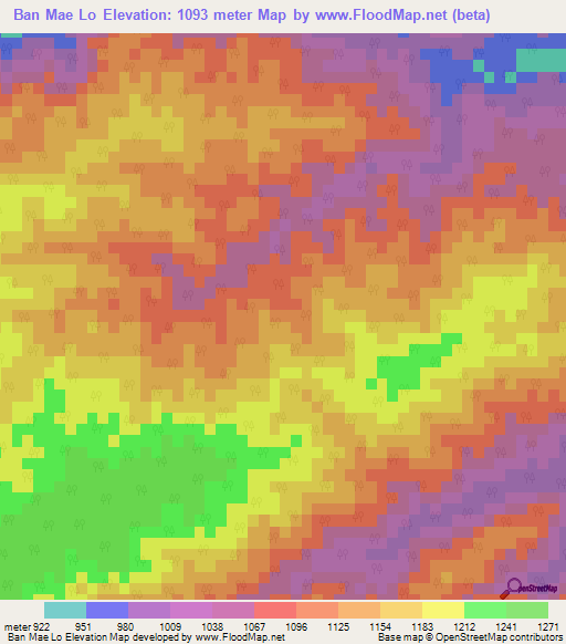 Ban Mae Lo,Thailand Elevation Map