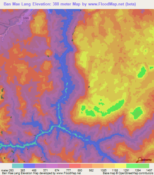Ban Mae Lang,Thailand Elevation Map