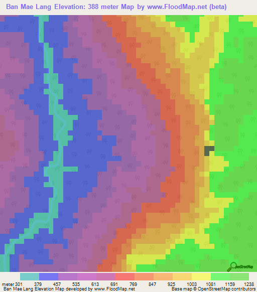 Ban Mae Lang,Thailand Elevation Map